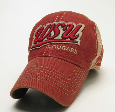WSU Cougars Faded Crimson Trucker Hat