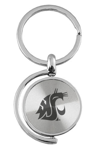 Silver Spin Cougar Logo Keychain