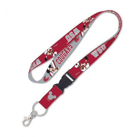 WASHINGTON STATE COUGARS / DISNEY MICKEY MOUSE FOOTBALL LANYARD W/DETACHABLE BUCKLE