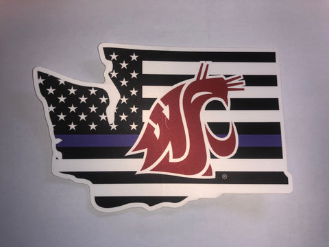 Police Flag WSU Cougars Washington State Decal