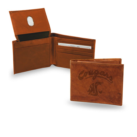 WSU Cougars Tan Leather Bi-Fold Wallet