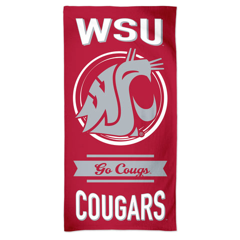 WSU Cougars vertical Beach Towel