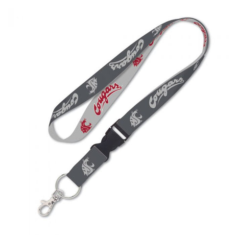 WASHINGTON STATE COUGARS CHARCOAL LANYARD W/DETACHABLE BUCKLE
