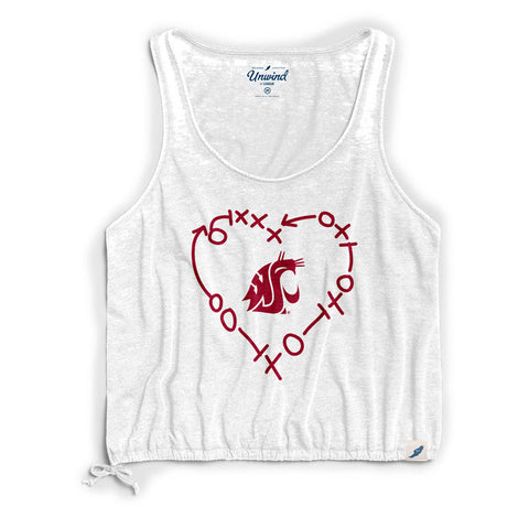 Ladies White Drawstring Heart Tank