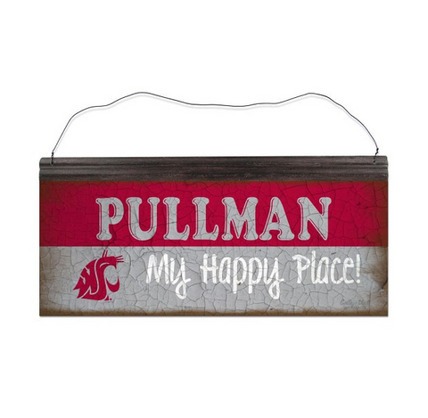 "Pullman My Happy Place" Metal 12"x5" Sign