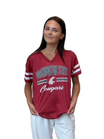 Zoozatz Womens Washington State Crimson Mesh Jersey Tee