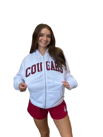 ZooZatz Unisex White "COUGARS" Full Zip Hoodie