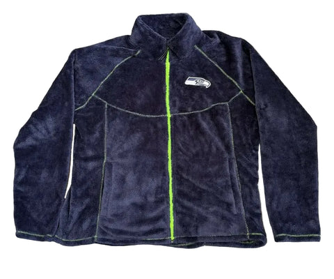 Seattle Seahawks Navy Women's Fleece Zip Up W/ Logo