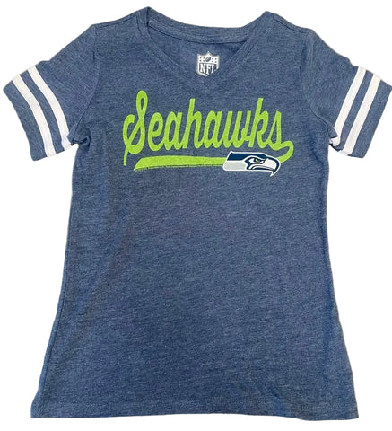 Seattle Seahawks Girls Ringer V - Neck Tee
