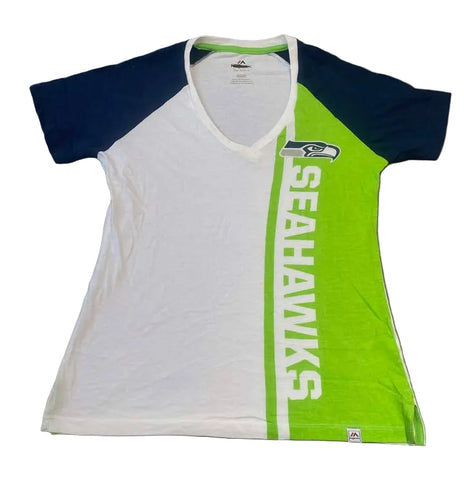 Seattle Seahawks Womens Tri-Colored V-neck Tee