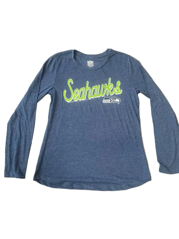 Seattle Seahawks Women's Navy Scoop Neck Long Sleeve