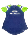 Seattle Seahawks Womens Tri-Colored V-cut Sparkly Tee