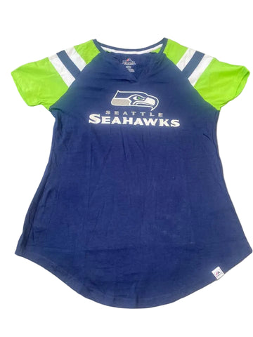 Seattle Seahawks Womens Tri-Colored V-cut Sparkly Tee