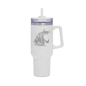 Indigo Falls WSU 40 oz Lazer Etched White Tumbler