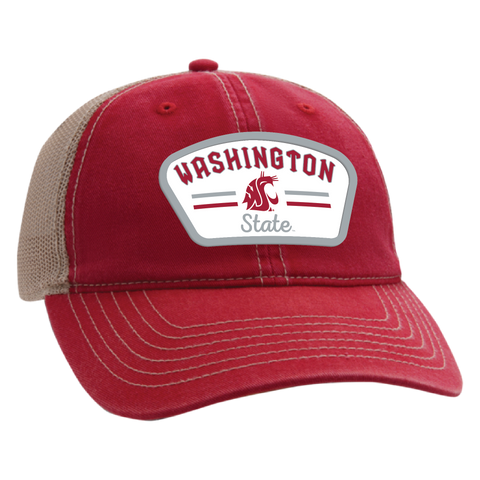 Ahead WSU Crimson Trucker Hat with Washington State Patch