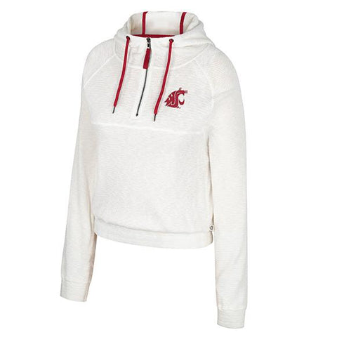 Colosseum Off White Womens Trainer Sweater Waffle 1/4 Zip