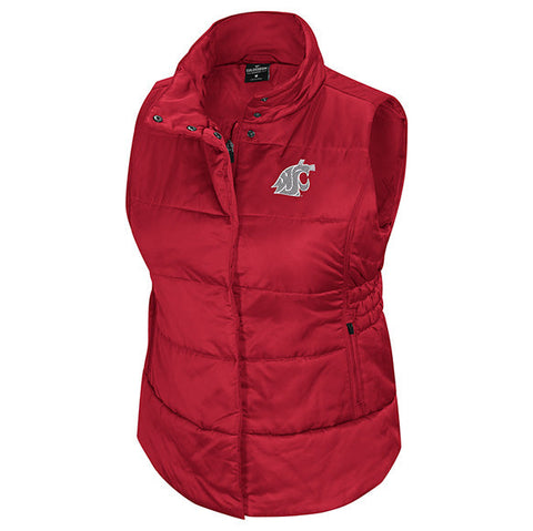 Colosseum Washington State Womens Crimson Hands Puffer Vest