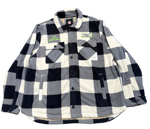 Seattle Seahawks Black/White Plaid Fleece Jacket