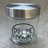 "Pin Me Down" Glass Bobby Pins jar