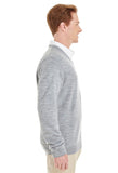 Mens Gray v-neck Embroidered Sweater