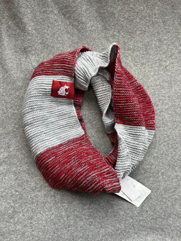 WSU Crimson and Gray Knitted Infinity Scarf