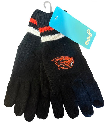 Oregon State University Black Gloves W/ Stripes and Beaver