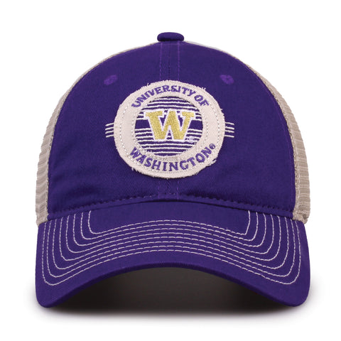 University of Washington Purple Circle Patch Trucker Hat W/ and Logo