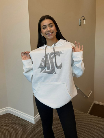 League Unisex Washington State White with Gray Logo Hoodie