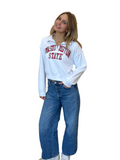ZooZatz Womens White  cropped 1/4 Zip with Tye Dye Lettering