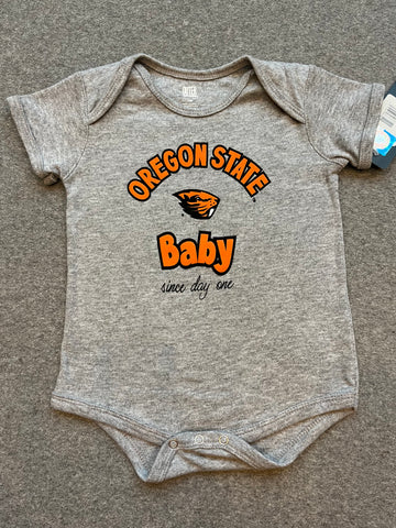 Grey Oregon State Baby Since Day 1 Onesie
