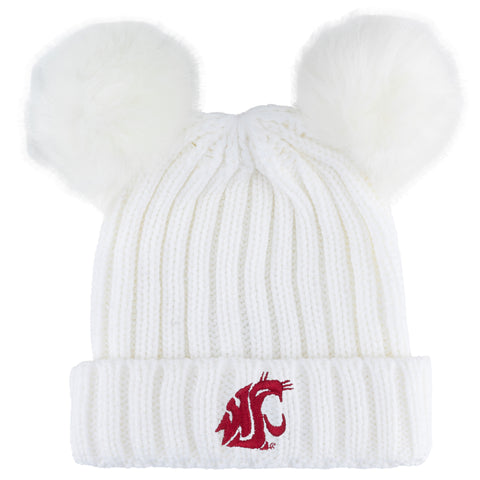 ZooZatZ TODDLER Washington State University 2 Pom White Beanie