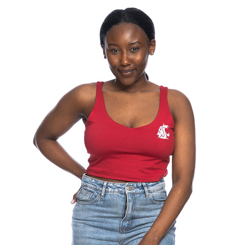 ZOOZATZ WSU CRIMSON BRA TANK TOP W/ WHITE LOGO