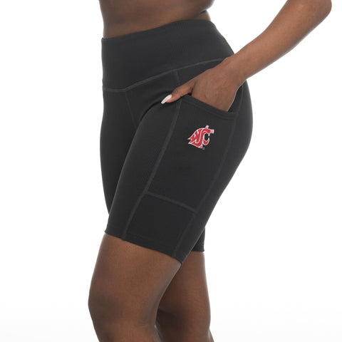 Zoozatz Black WSU Ribbed Biker Shorts