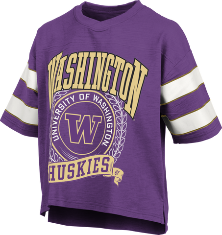 Pressbox University of Washington Short-Sleeve Crew-Neck Waist-Length Slub Top