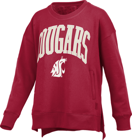 Pressbox Washington State Long Sleeve Crew-Neck Side Pocket HiLo fleece