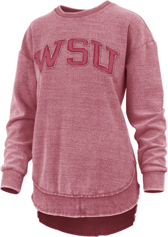 Pressbox Washington State Long Sleeve Crew-Neck Rounded Bottom Vintage Reversed Fleece