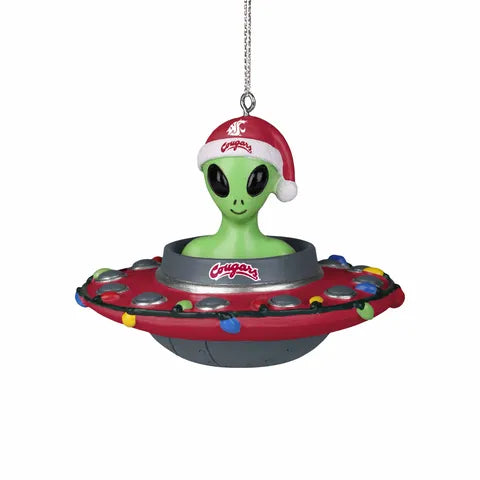 WSU Cougars Santa Alien UFO Ornament