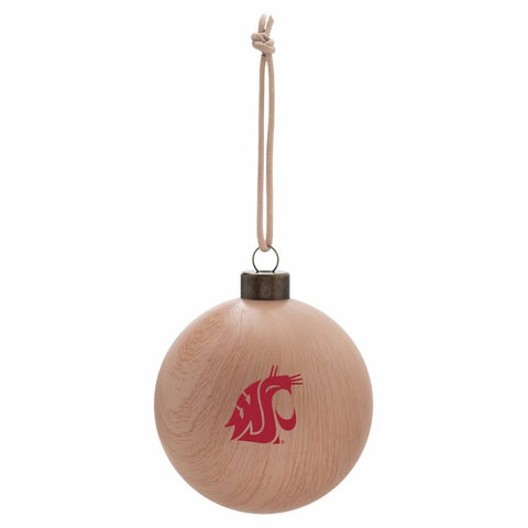 WSU Cougars Natural Wood-Look Ball Ornament