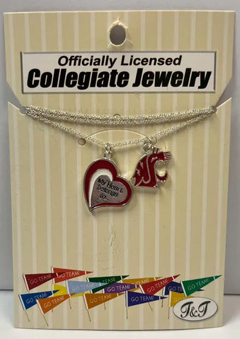 "My heart belongs to" WSU necklace