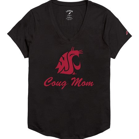 League Washington State Vintage black Tee w/Coug Mom