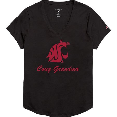 League Washington State Vintage black Tee w/Coug Grandma