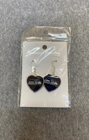 Seattle Seahawks Heart Earrings