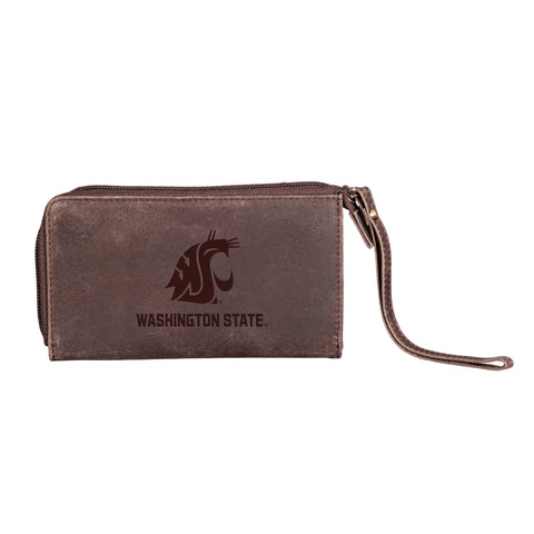 Evergreen Brown Wristlet Wallet Washington State