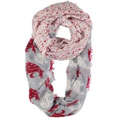 WSU Crimson and Gray floral infinity Scarf