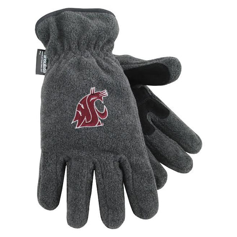 Logofit Gray Winter Gloves with WSU Logo