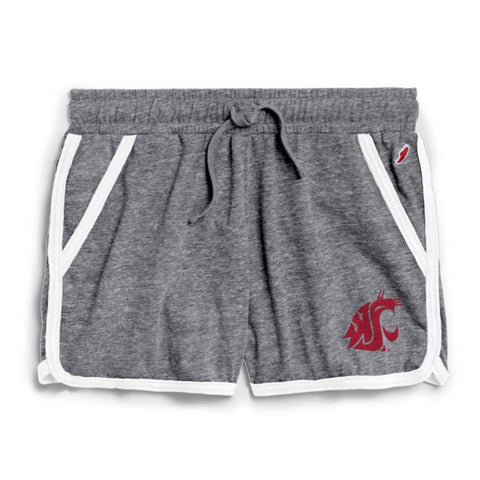 Ladies Grey Varsity Intramural Jogger Shorts with white detailing