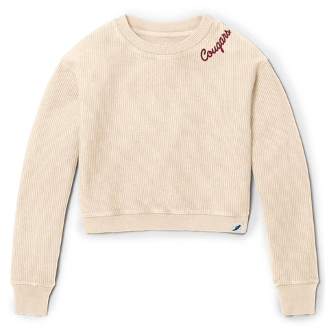 League Cougars Script Cropped Pullover Timber Crew