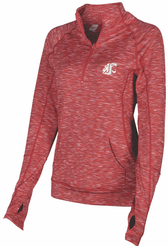 Ladies WSU Cougars Crimson Long Sleeve 1/4 Zip Up