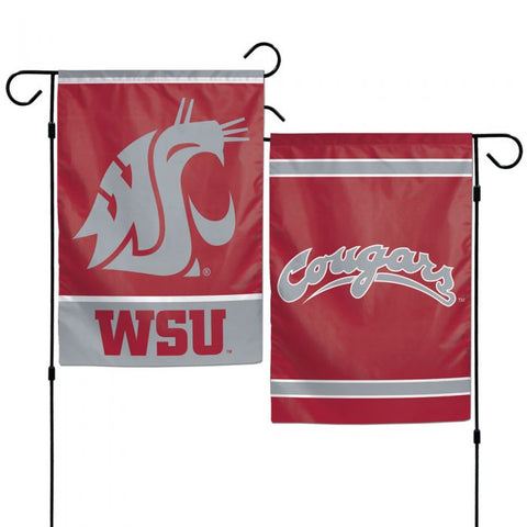 WASHINGTON STATE COUGARS GARDEN FLAGS 2 SIDED 12.5" X 18"