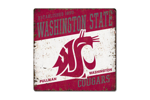 Washington State Large 12"x 12" Tin Sign With Cougar Logo
